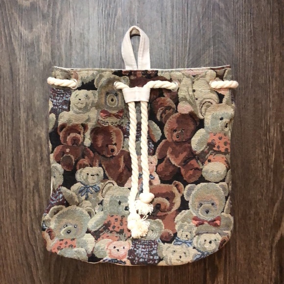 Vintage Tapestry Teddy Bear Backpack - Picture 14 of 16